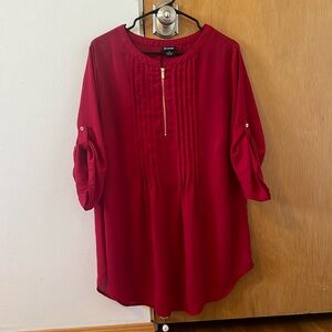 Evans Red 3/4 Sleeve Blouse
